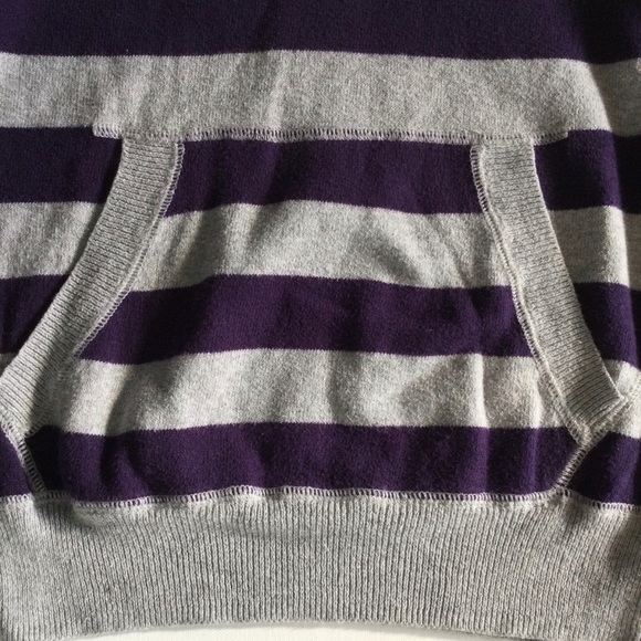 Mini Boden Purple Gray Striped Hoodie Sweater - Picture 3 of 6